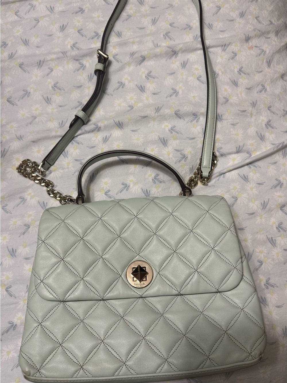 Kate Spade Quilted Crossbody Top-Handle Bag in Light Mint with Wallet